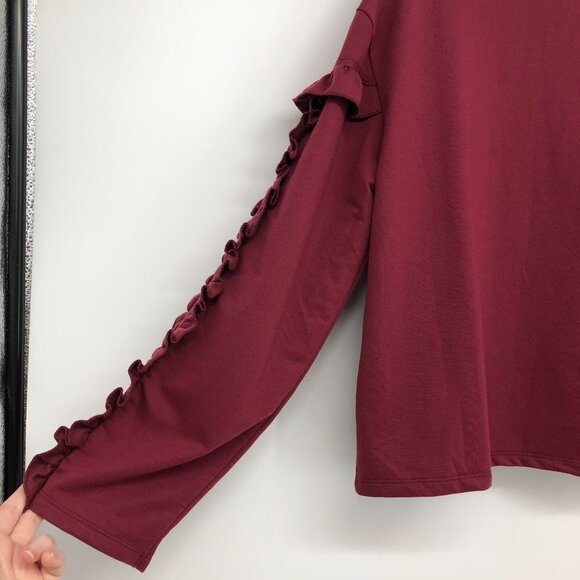 NWT Buffalo David Bitton Womens Ripley Ruffled Turtleneck Berry Burgundy XL - Picture 6 of 15